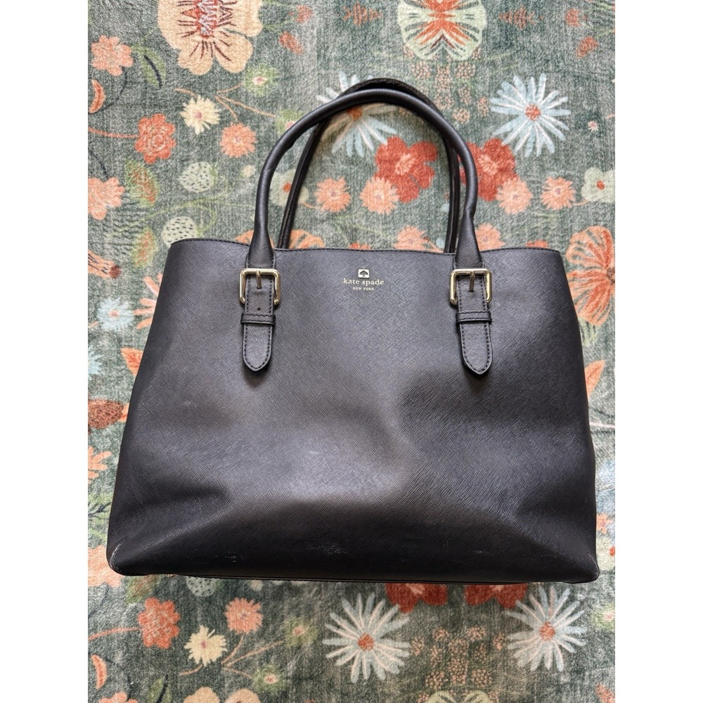 KATE‎ SPADE Black Leather Cove Street Ariel Handbag Purse Satchel Damaged Strap